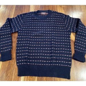 VTG Maine Gear Crew Neck Wool Sweater Navy Blue Made In U.S.A. Sz XL